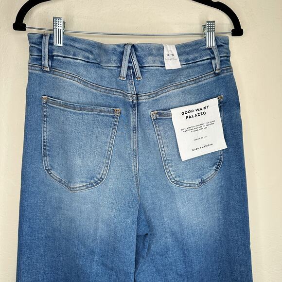NWT Anthropologie Good American Good Waist High Rise Palazzo Wide Leg Jeans 32 - Picture 10 of 14